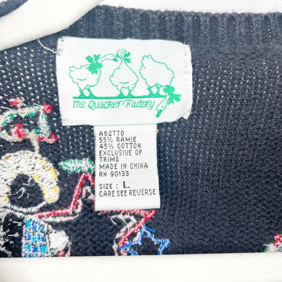 The Quacker Factory Womens Vintage Angels Ugly Christmas Sweater Cardigan Size L - Picture 6 of 9